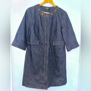 Isabella Suits Denim Knee Length Coat Size 10